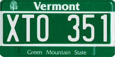 VT license plate XTO351