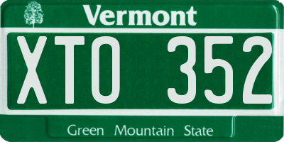 VT license plate XTO352