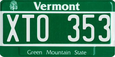 VT license plate XTO353