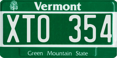 VT license plate XTO354