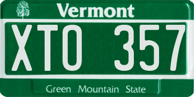 VT license plate XTO357