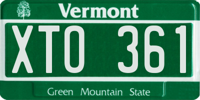 VT license plate XTO361