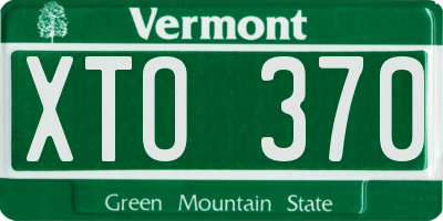 VT license plate XTO370
