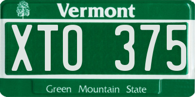 VT license plate XTO375