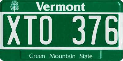 VT license plate XTO376
