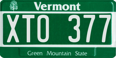 VT license plate XTO377