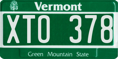 VT license plate XTO378