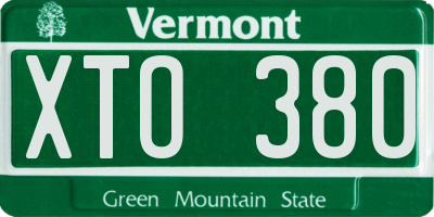 VT license plate XTO380