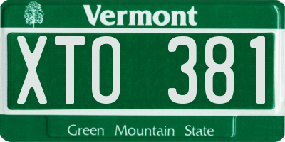VT license plate XTO381
