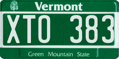 VT license plate XTO383