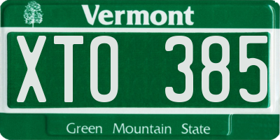 VT license plate XTO385