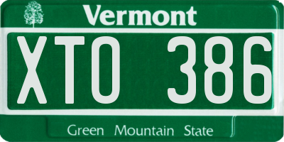 VT license plate XTO386