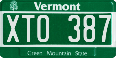 VT license plate XTO387