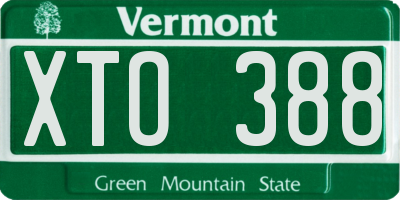 VT license plate XTO388