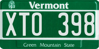 VT license plate XTO398
