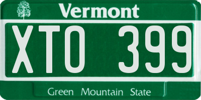 VT license plate XTO399