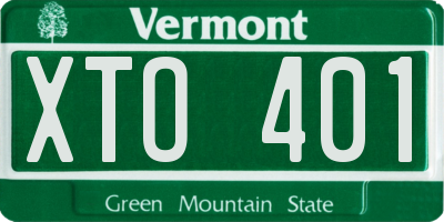 VT license plate XTO401
