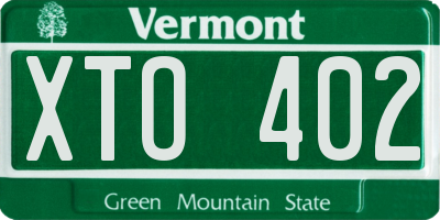 VT license plate XTO402