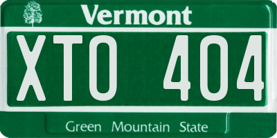 VT license plate XTO404