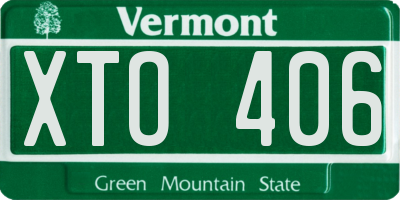 VT license plate XTO406