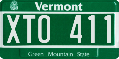 VT license plate XTO411
