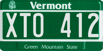 VT license plate XTO412