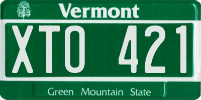 VT license plate XTO421
