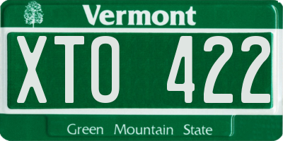 VT license plate XTO422