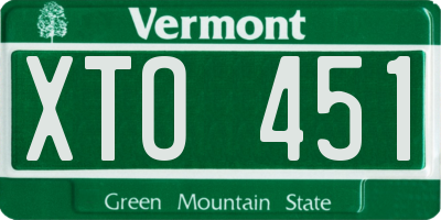 VT license plate XTO451