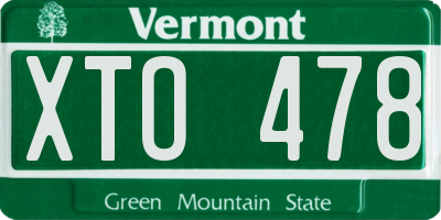 VT license plate XTO478