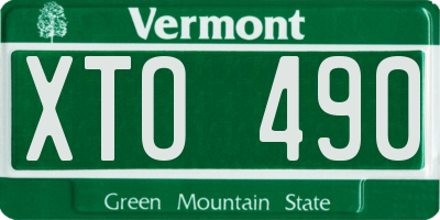 VT license plate XTO490