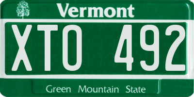 VT license plate XTO492