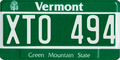 VT license plate XTO494