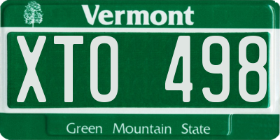 VT license plate XTO498