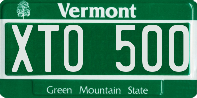 VT license plate XTO500