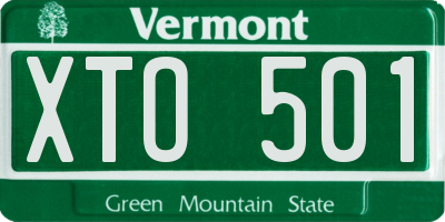 VT license plate XTO501