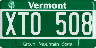 VT license plate XTO508