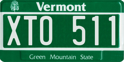 VT license plate XTO511