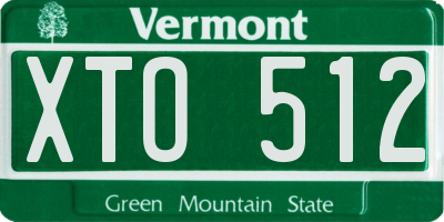 VT license plate XTO512