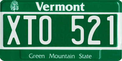 VT license plate XTO521