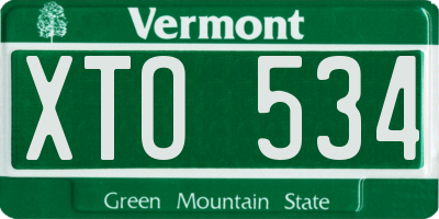 VT license plate XTO534