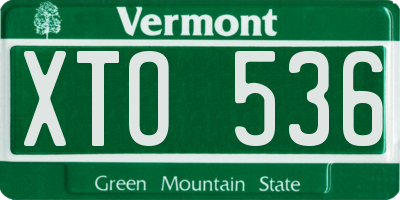 VT license plate XTO536
