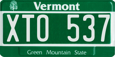 VT license plate XTO537