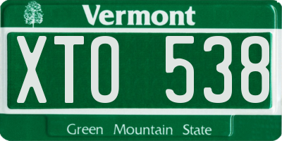 VT license plate XTO538