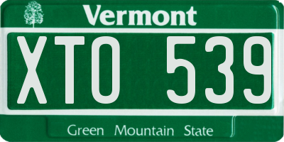 VT license plate XTO539