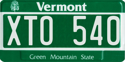 VT license plate XTO540
