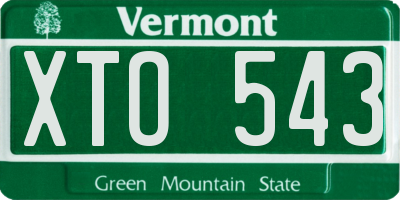 VT license plate XTO543