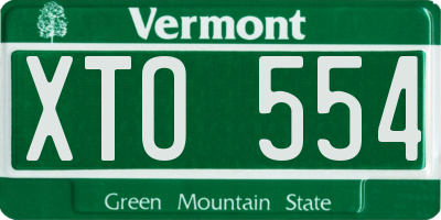 VT license plate XTO554