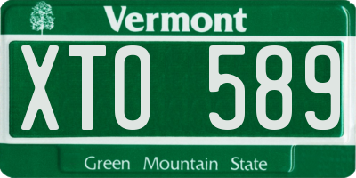 VT license plate XTO589