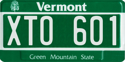 VT license plate XTO601